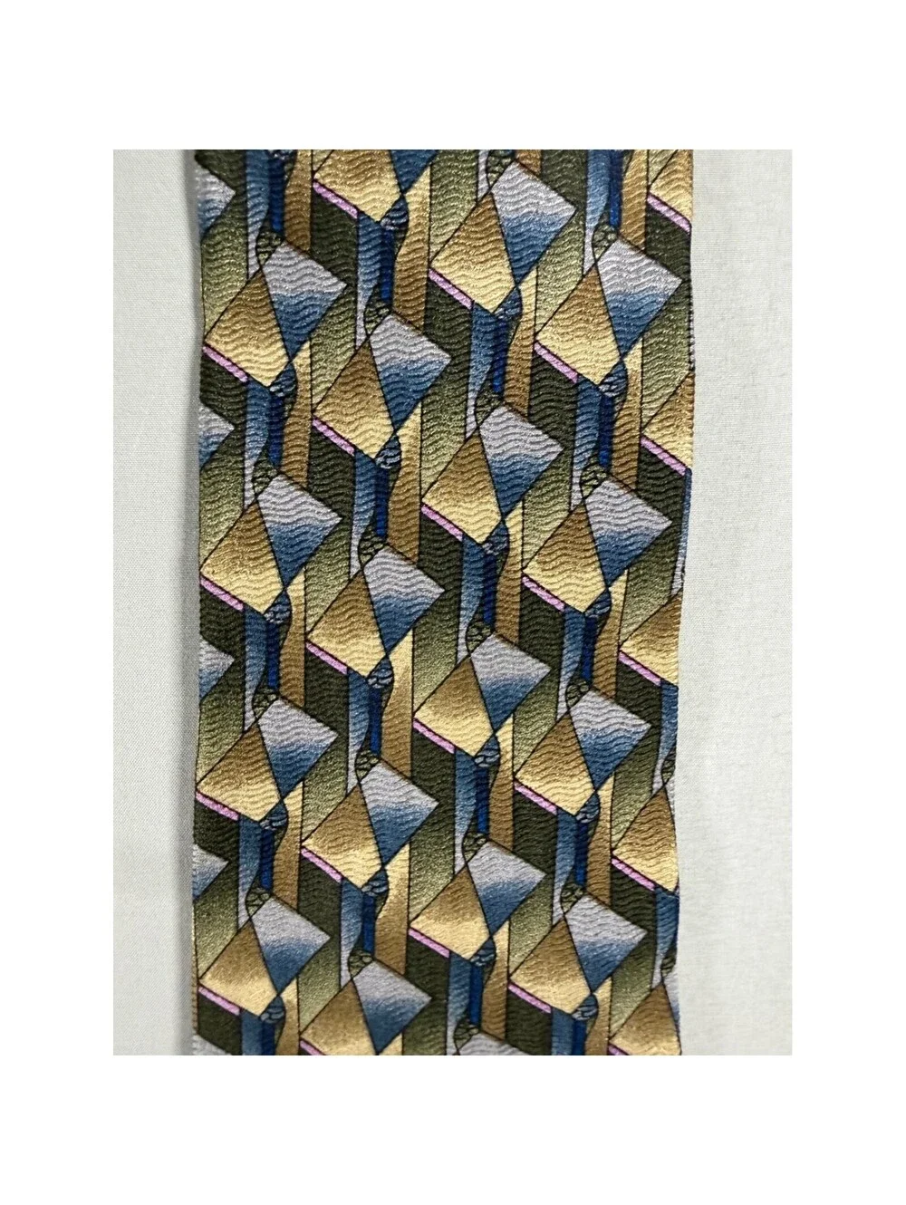 Jimmy Z Jerry Rice Collection One Men Silk Tie Geometric Abstract Gold Blue Pink